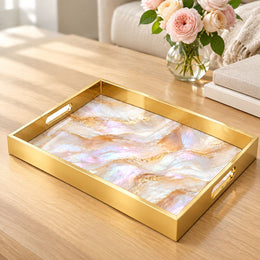 Daily Decorative Glass Serving Tray – Shell Blossom Bouquet - MintiHome
