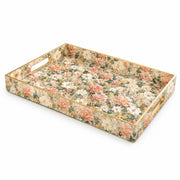 Pink Cream Yellow Floral Plastic Serving Tray – Full Print Border - MintiHome