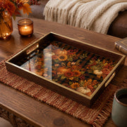 Pumpkin Plaid Fall Harvest Decorative Serving Tray, Glass - MintiHome