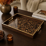 Elegant Gold Leaf Decorative Tray with Glass Finish - MintiHome