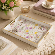 Easter Bunny Decorative Tray with Floral Artwork - MintiHome