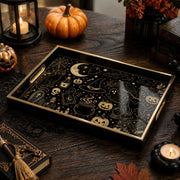 Elegant Halloween Decorative Tray with Gold Accents - MintiHome