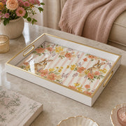 Bunny Floral Decorative Tray with Gold Accents - MintiHome