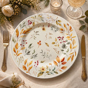 Thanksgiving Watercolor Autumn Leaves Charger Plate – Berries & Wildflower Harvest Decor - MintiHome
