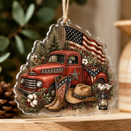 Patriotic Red Truck Acrylic Hanging Wall Decor – Cowboy - MintiHome