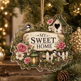 My Sweet Home Rose Acrylic Hanging Wall Decor – Cottage Birdhouse Sign - MintiHome