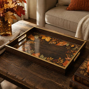 Fall Leaves Decorative Serving Tray with Glass Base, 40x30 cm - MintiHome