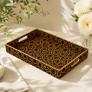 Honey Brown Leopard Print Plastic Serving Tray – Gold Border - MintiHome