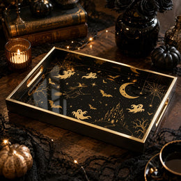 Halloween Decorative Tray with Ghost & Witch Design - MintiHome