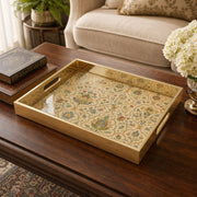 William Morris Floral Glass Serving Tray Gold Frame - MintiHome