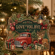 Love You Bye Christmas Acrylic Hanging Decor – Red Truck Holiday Sign - MintiHome