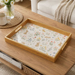 Bunny Floral Decorative Tray with Gold Frame – 40×30 cm & 35×25 cm - MintiHome