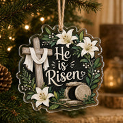 He is Risen Easter Cross Lily Acrylic Hanging Wall Decor - MintiHome
