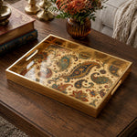 Persian Paisley Glass Serving Tray – Blue Red Floral - MintiHome