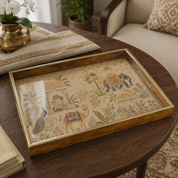 Indian Palace Decorative Tray with Gold Electroplated Frame - MintiHome