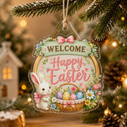 Welcome Easter Bunny Basket Acrylic Hanging Wall Decor – Spring - MintiHome