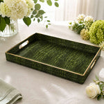 Olive Green Crocodile Skin Plastic Serving Tray – Gold Border - MintiHome