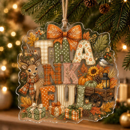 THANKFUL Farmhouse Acrylic Hanging Wall Decor with Deer and Pumpkin - MintiHome