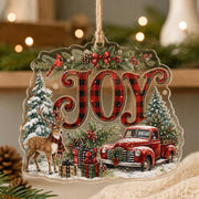 Joy Red Truck Acrylic Hanging Wall Decor – Plaid Letters - MintiHome