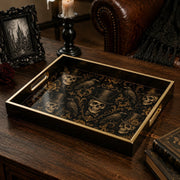 Gothic Skull Decorative Tray with Gold Accents - MintiHome