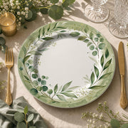Green Eucalyptus Wreath Charger Plate – Botanical Ceramic Underplate for Everyday & Wedding - MintiHome