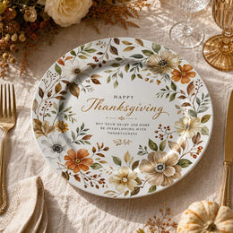 Thankful Heart and Home Floral Wreath Decorative Plate – Vintage Thanksgiving Charger - MintiHome