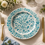 Blue Watercolor Floral Charger Plate – Botanical Ceramic Underplate for Wedding & Dinner - MintiHome