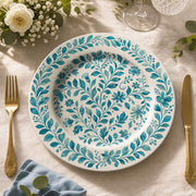Blue Watercolor Floral Charger Plate – Botanical Ceramic Underplate for Wedding & Dinner - MintiHome