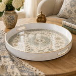 Persian Mandala Plastic Serving Tray – Blue Cream Tile - MintiHome