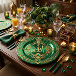 Allah Gold Medallion Decorative Plastic Plate – Green - MintiHome