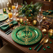 Allah Gold Medallion Decorative Plastic Plate – Green - MintiHome