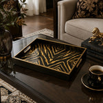 Black and Gold Decorative Tray with Metallic Zebra Design - MintiHome