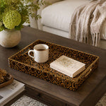 Honey Brown Leopard Print Plastic Serving Tray – Gold Border - MintiHome