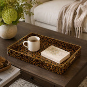 Honey Brown Leopard Print Plastic Serving Tray – Gold Border - MintiHome