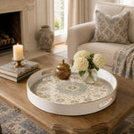 Persian Mandala Plastic Serving Tray – Blue Cream Tile - MintiHome