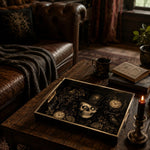 Vintage Halloween Skull Serving Tray with Black & Gold Gothic Frame - MintiHome