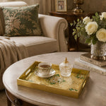 Persian Mandala Glass Serving Tray – Gold Green Gem - MintiHome
