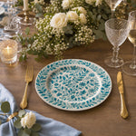 Blue Watercolor Floral Charger Plate – Botanical Ceramic Underplate for Wedding & Dinner - MintiHome