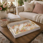 Bunny Floral Decorative Tray with Gold Accents - MintiHome