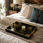 Japanese Gold Crane Decorative Tray with Black and Gold Design - MintiHome