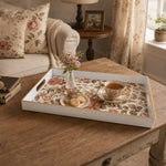 Vintage Rose Plastic Serving Tray – Linen Floral Tapestry