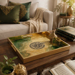 Ayat al-Kursi Islamic Calligraphy Decorative Tray with Gold Frame | Minti Home - MintiHome