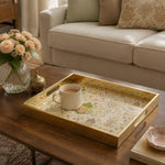 Mughal Arch Floral Decorative Tray with Gold Frame and Lanterns | Minti Home - MintiHome