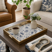 Blue Botanical Decorative Tray with Gold Frame - MintiHome