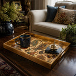 Persian Paisley Glass Serving Tray – Blue Red Floral - MintiHome