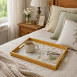 Bunny Floral Decorative Tray with Gold Frame – 40×30 cm & 35×25 cm - MintiHome