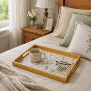 Bunny Floral Decorative Tray with Gold Frame – 40×30 cm & 35×25 cm - MintiHome