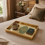 Vintage Damask Ornamental Serving Tray with Gold Frame - MintiHome