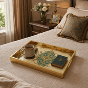 Vintage Damask Ornamental Serving Tray with Gold Frame - MintiHome