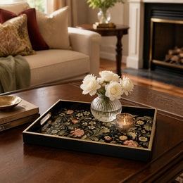 William Morris Decorative Tray - Vintage Floral Glass Serving Tray - MintiHome